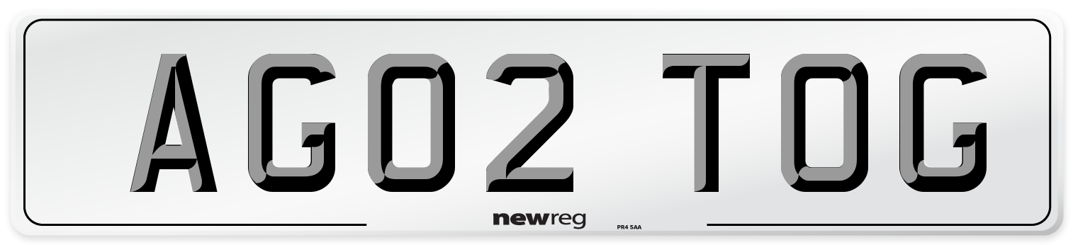 AG02 TOG Number Plate from New Reg